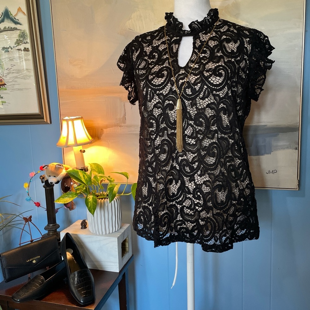 PerSeption Concept Black Lace Blouse